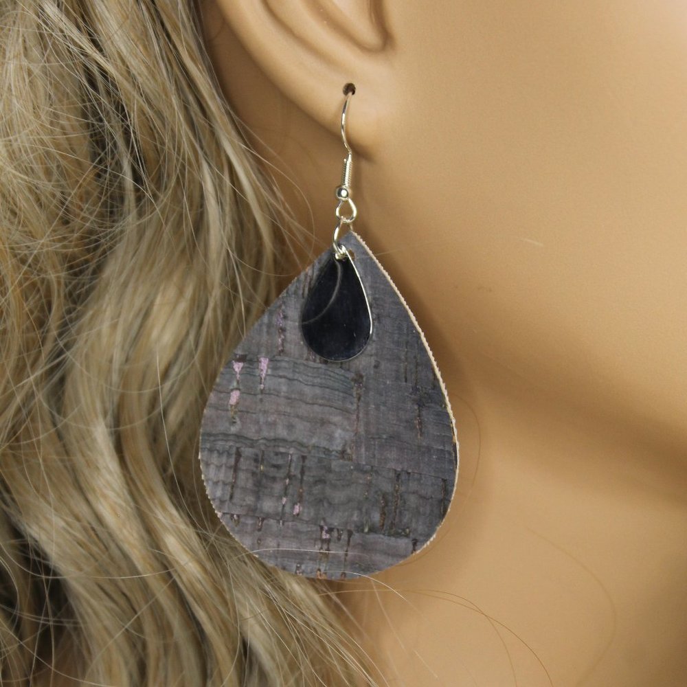 Handmade Teardrop Cork Earrings